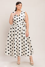 Polka Dot Surplice Wrap Dress