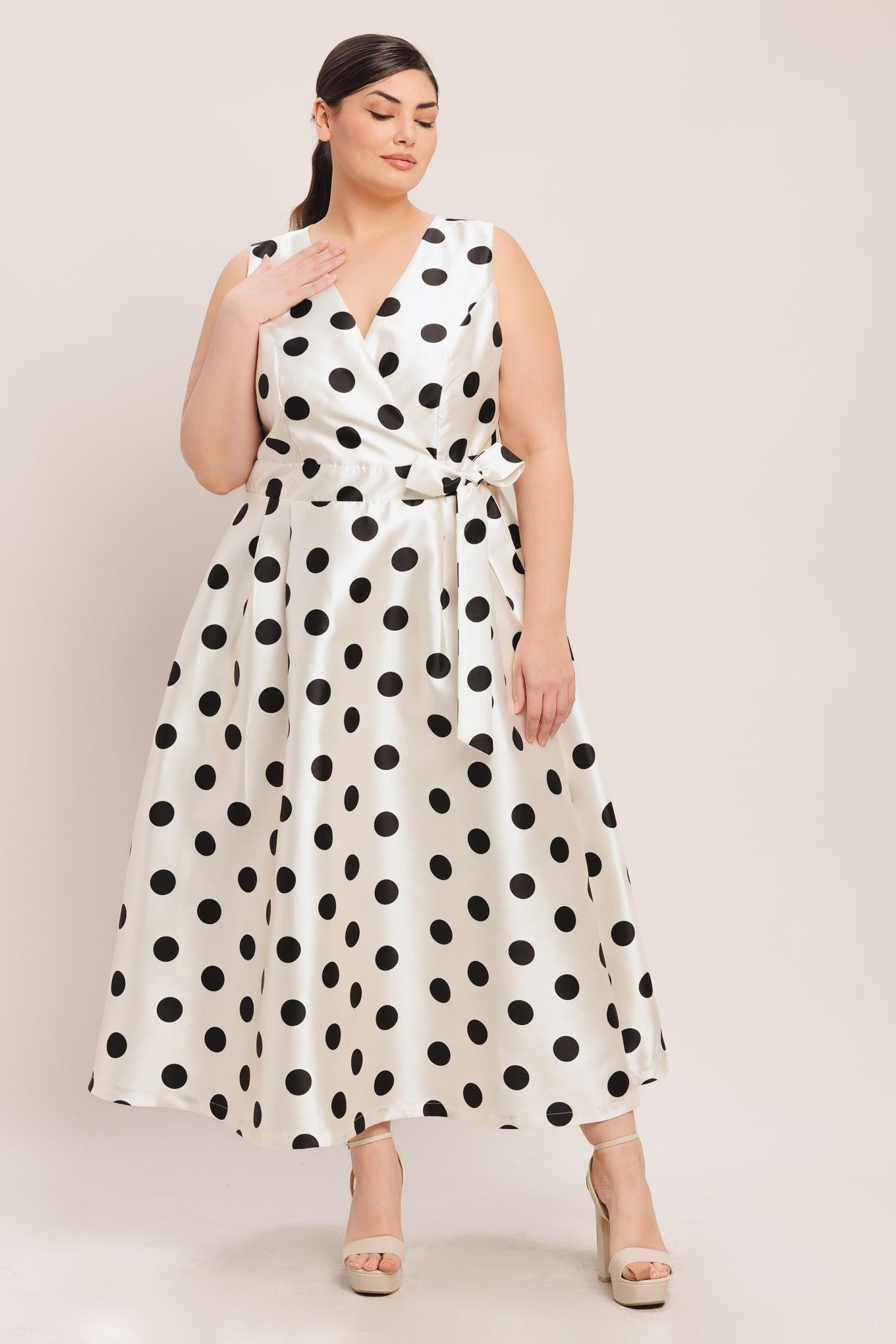 Café Noir Polka Woven Midi Dress