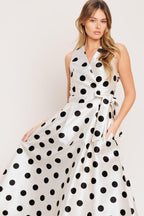 Café Noir Polka Woven Midi Dress
