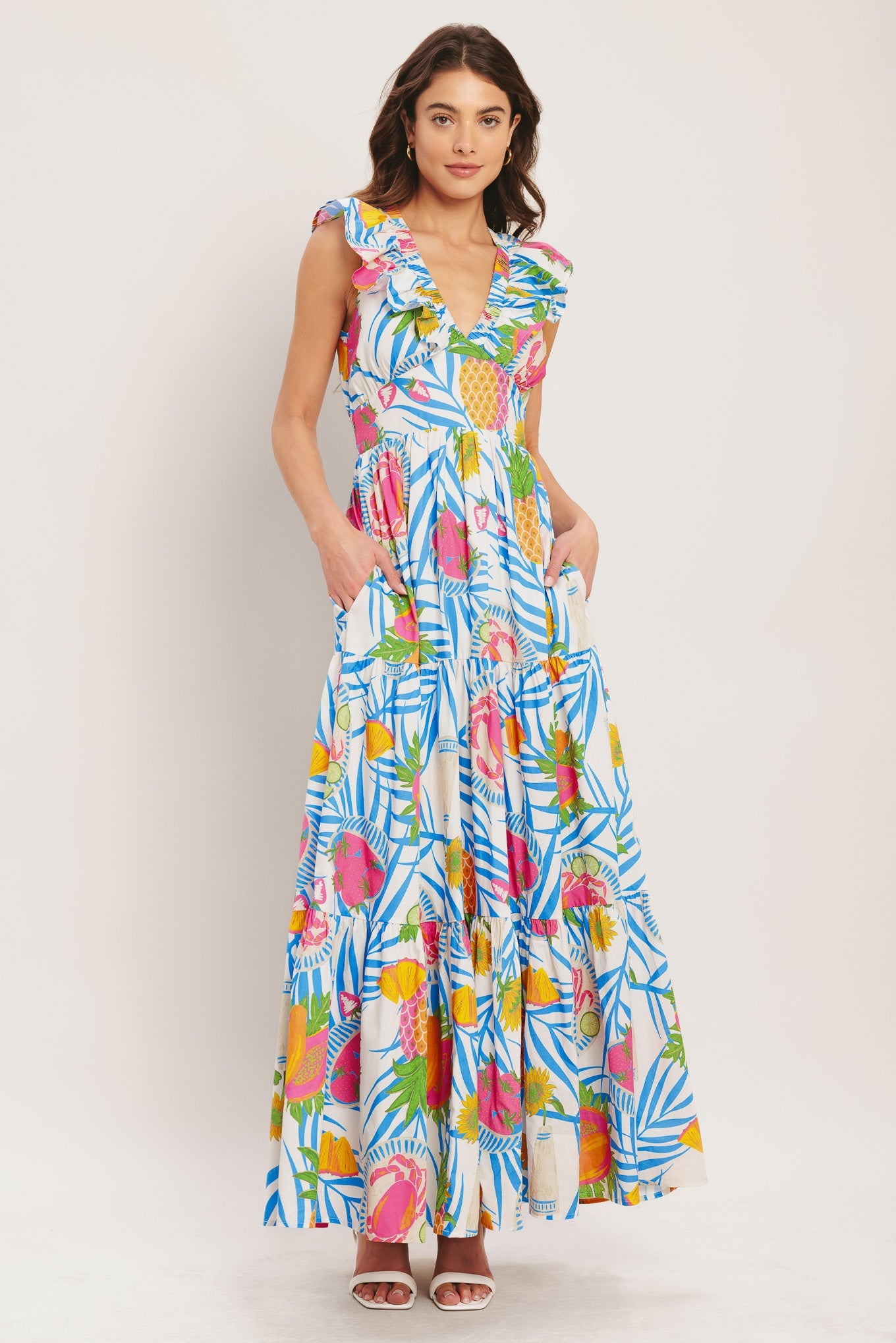 PINEAPPLE PARADISE WOVEN MAXI DRESS