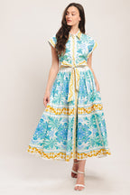 BLUE REGALIA WOVEN MIDI DRESS