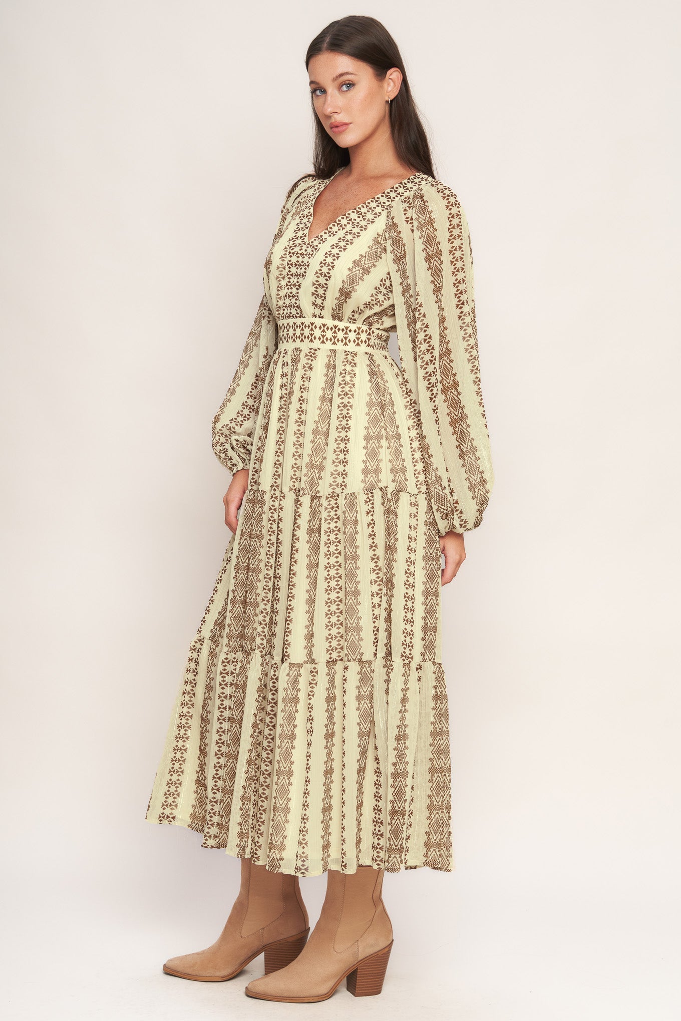 TRIBAL WHISPER WOVEN MIDI DRESS