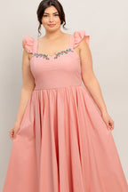 BLUSHED WITH LOVE WOVEN MIDI DRESS