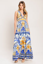 AZURE PALAZZO WOVEN MAXI DRESS
