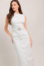 Rouge Romance Twill Midi Dress