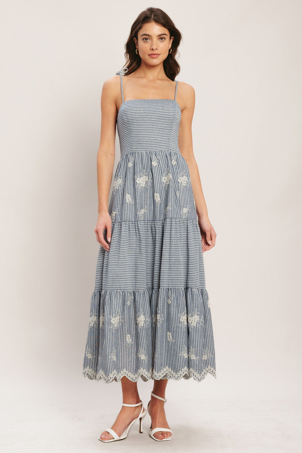 SALT AIR STRIPE WOVEN MIDI DRESS
