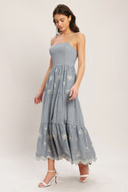 SALT AIR STRIPE WOVEN MIDI DRESS