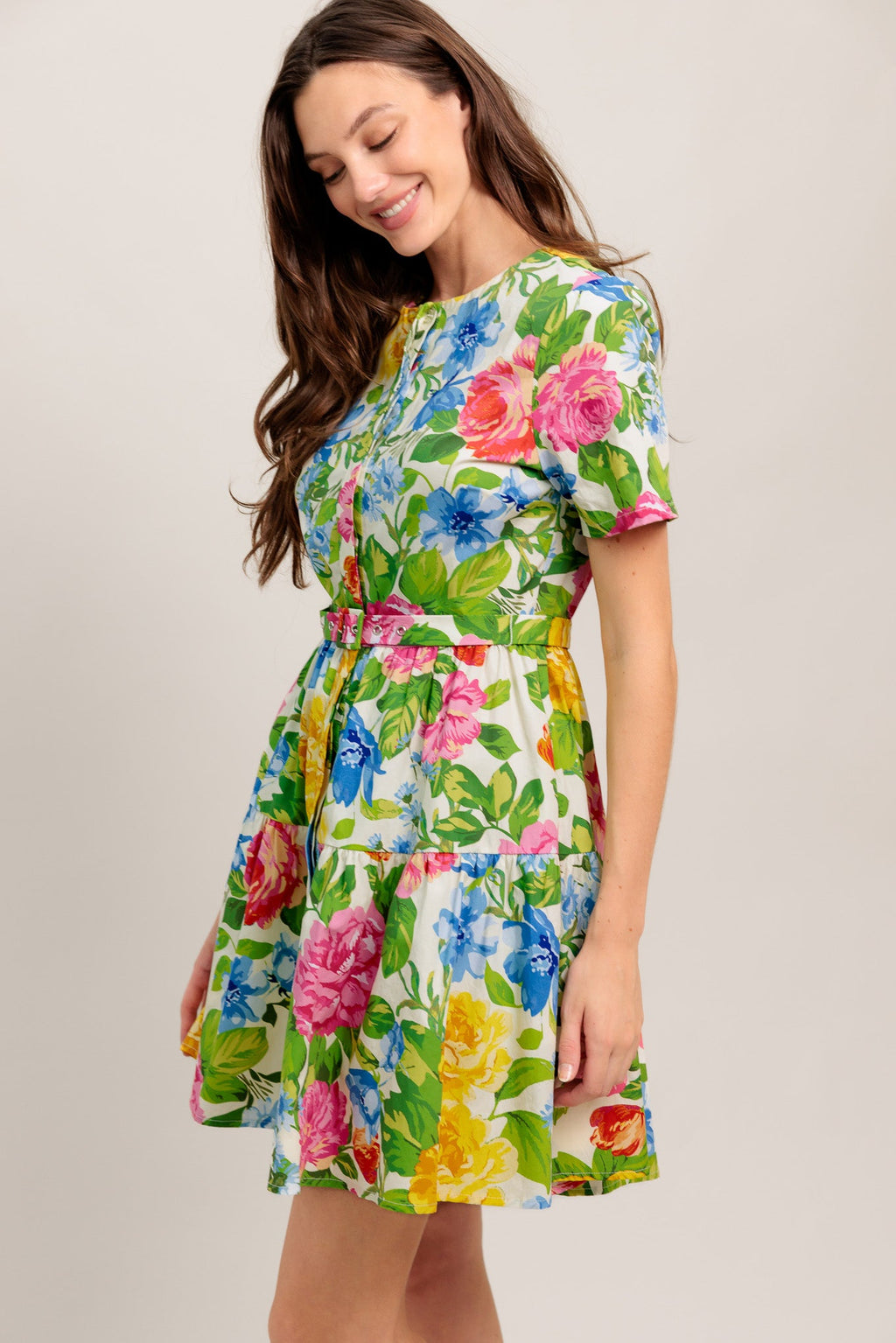 SUNSHINE IN FULL BLOOM WOVEN MINI DRESS