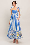 BLUE HORIZON BEAUTY WOVEN MIDI DRESS