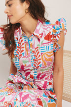RIVIERA MOSAIC WOVEN MIDI DRESS