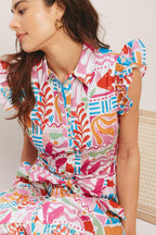 RIVIERA MOSAIC WOVEN MIDI DRESS