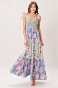 Pastel Glow Woven Maxi Dress