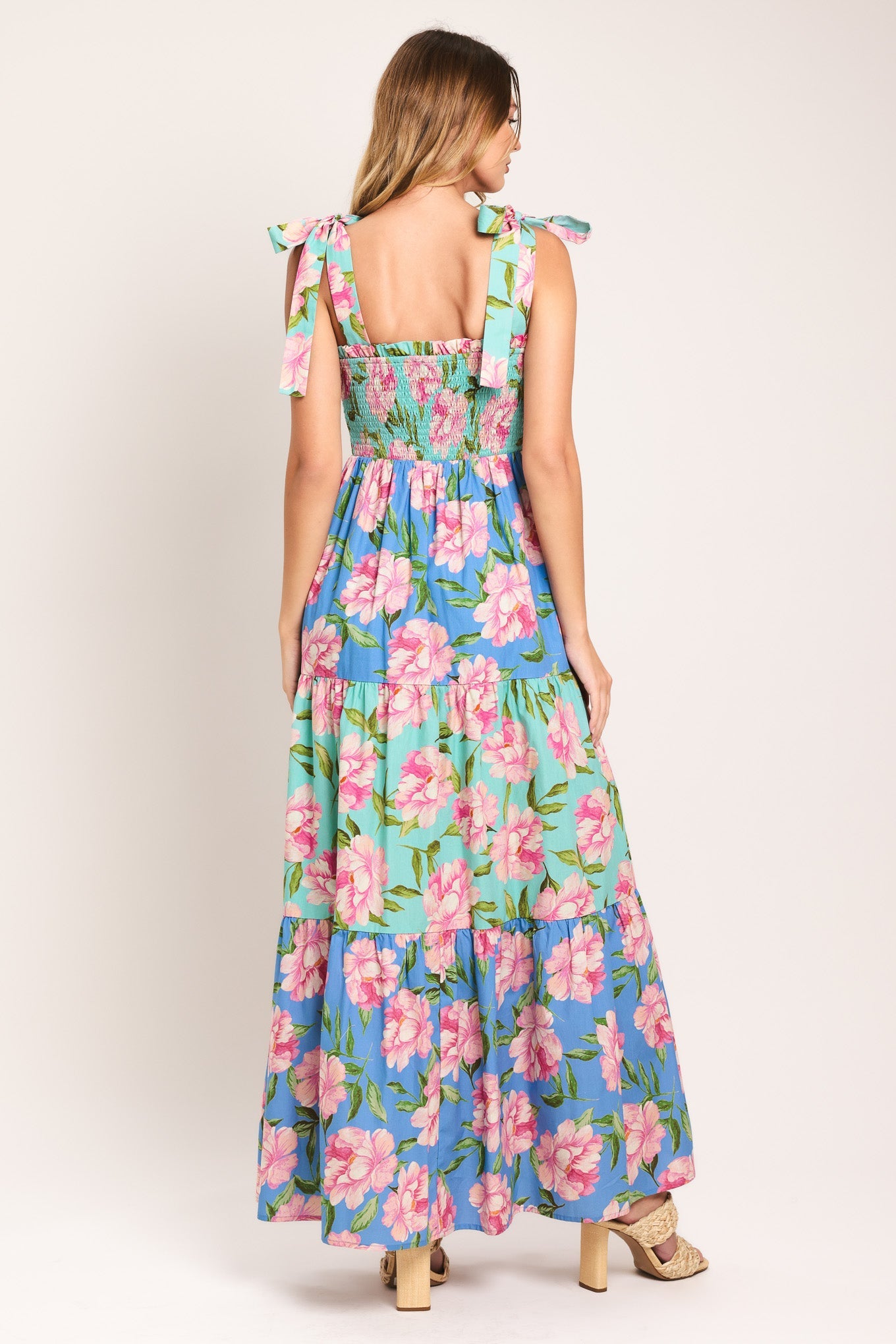 Pastel Glow Woven Maxi Dress
