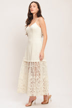 MILK PETAL WOVEN LACE MIDI DRESS