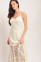 MILK PETAL WOVEN LACE MIDI DRESS
