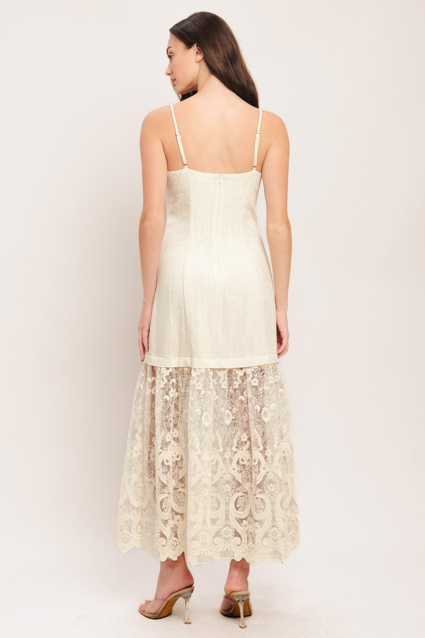 Milk Petal Woven Lace Midi Dress