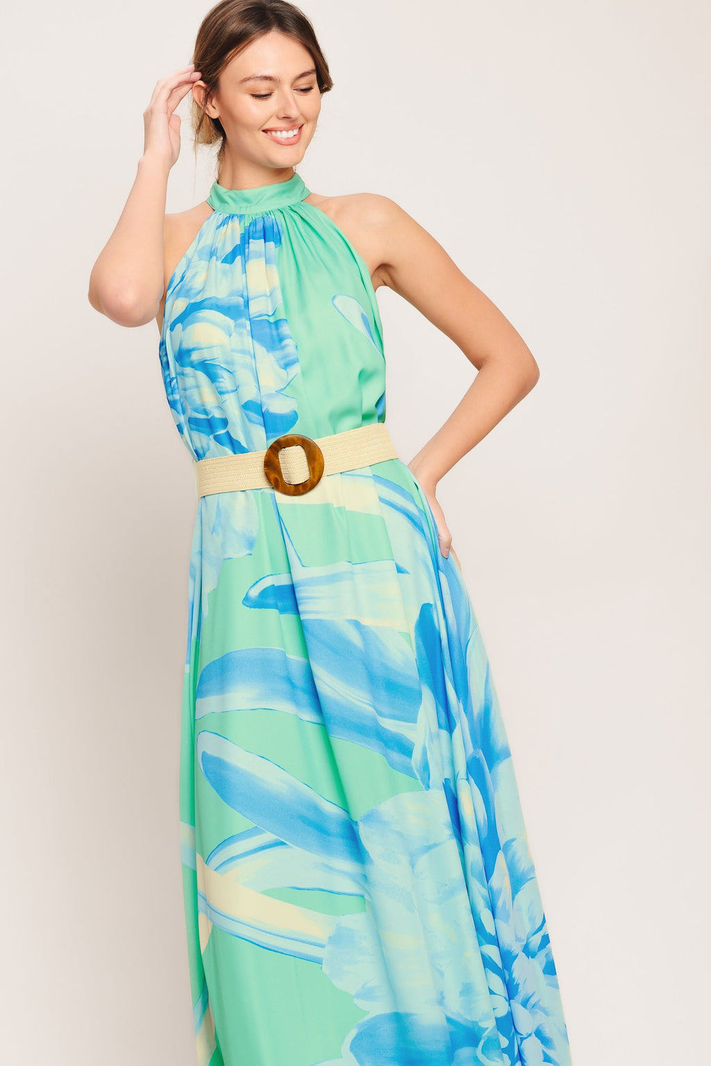 BLUE HORIZON WOVEN MAXI DRESS