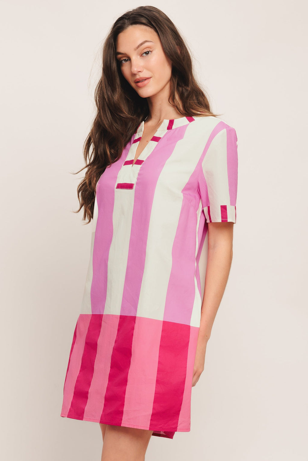 FRESH PINK WOVEN MINI DRESS