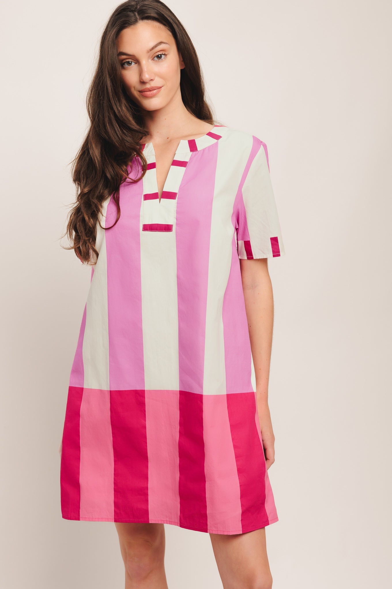 FRESH PINK WOVEN MINI DRESS