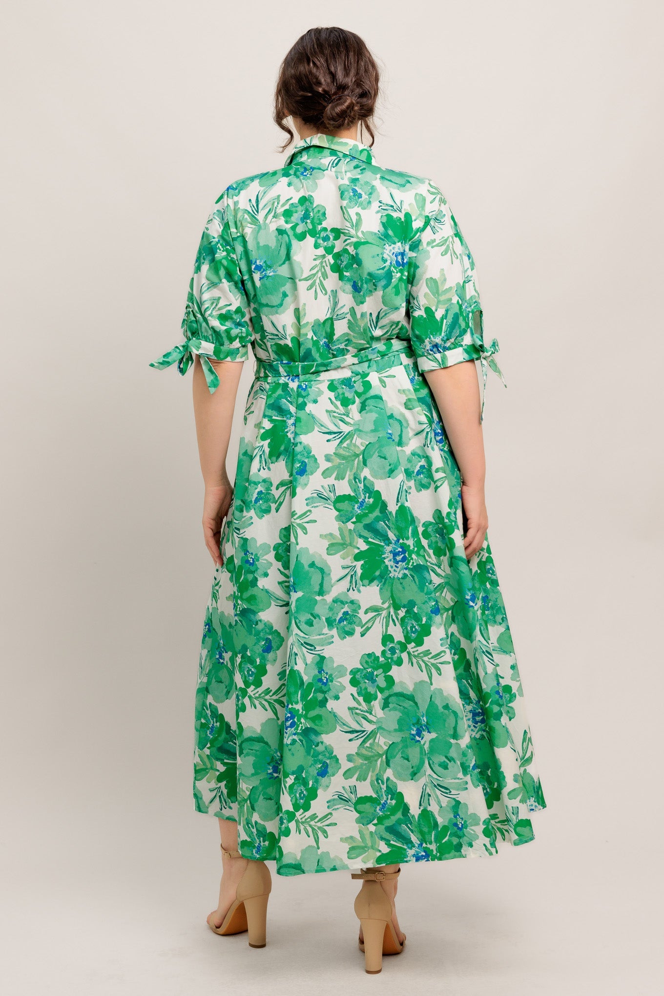 SIMPLY IN BLOOM WOVEN MIDI SHIRT DRESS