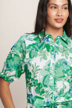 SIMPLY IN BLOOM WOVEN MIDI SHIRT DRESS
