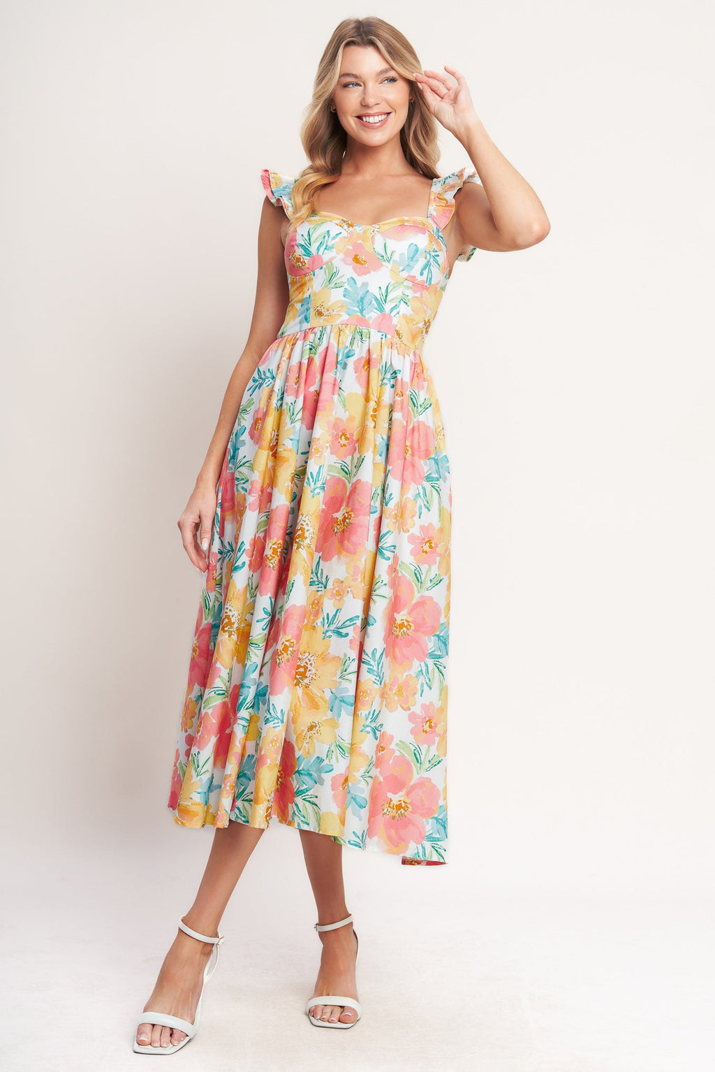 SOFT SUNSHINE WOVEN MIDI DRESS
