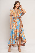 HAVANA HEAT WOVEN HI-LO MIDI DRESS
