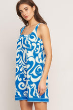 AZURE SWIRL WOVEN MINI DRESS