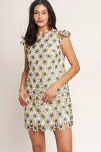 LITTLE RAY OF JOY WOVEN LACE MINI SHIFT DRESS