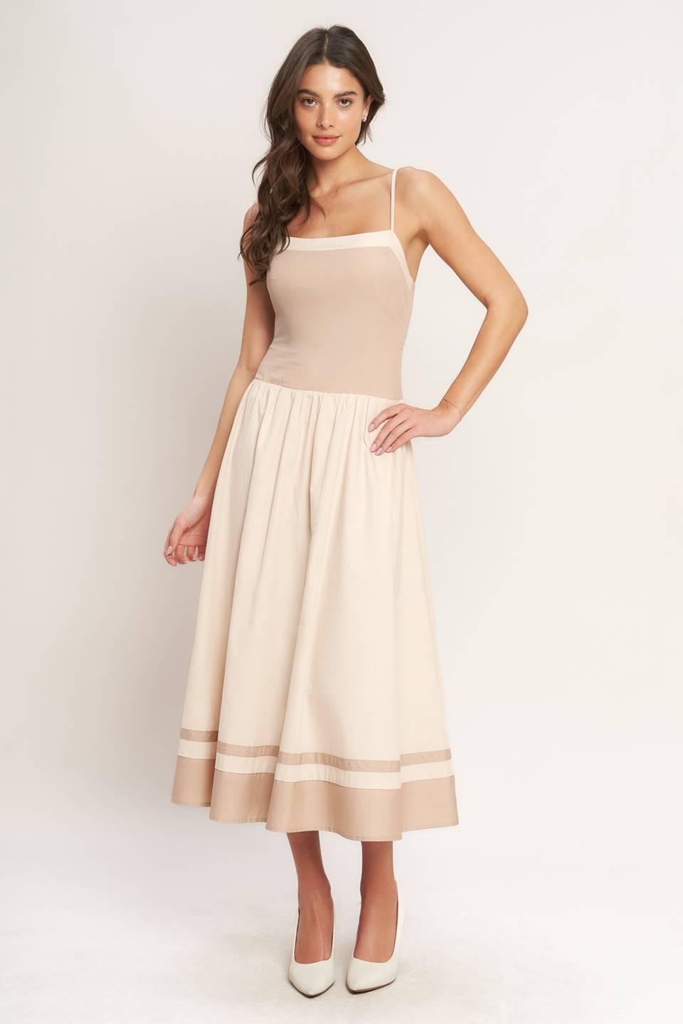 Spring Harmony Color Block Midi Dress
