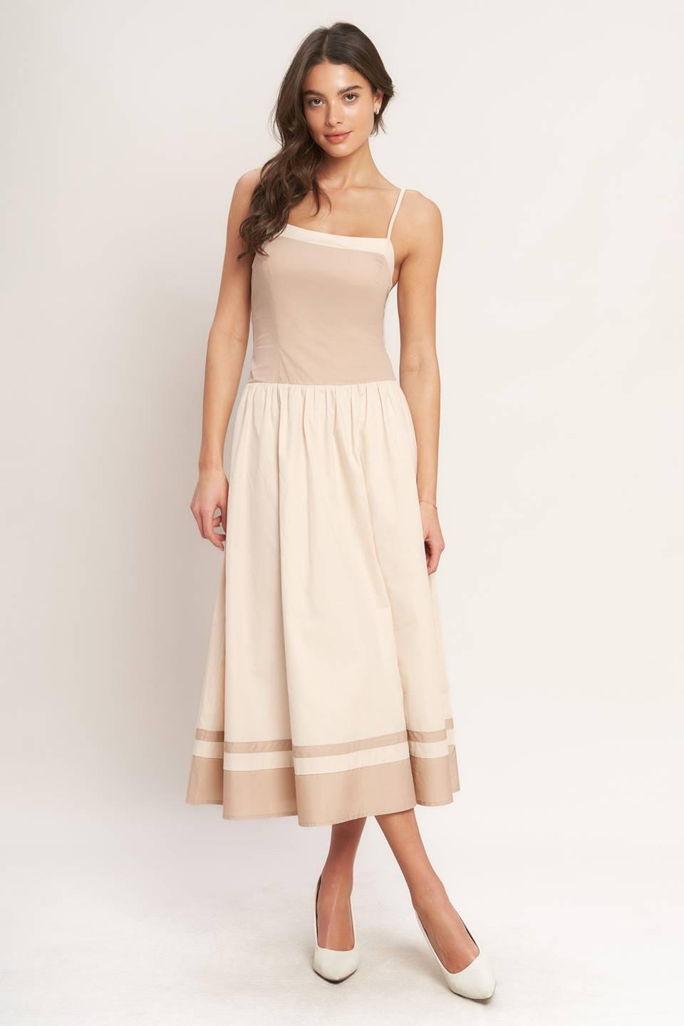 Spring Harmony Color Block Midi Dress