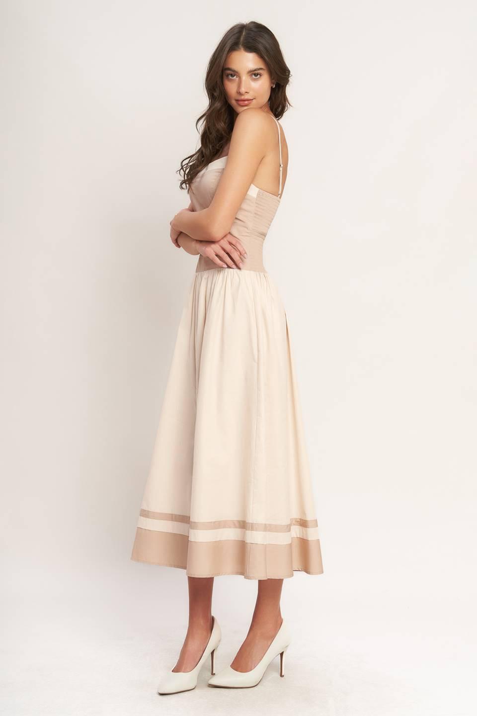 Spring Harmony Color Block Midi Dress