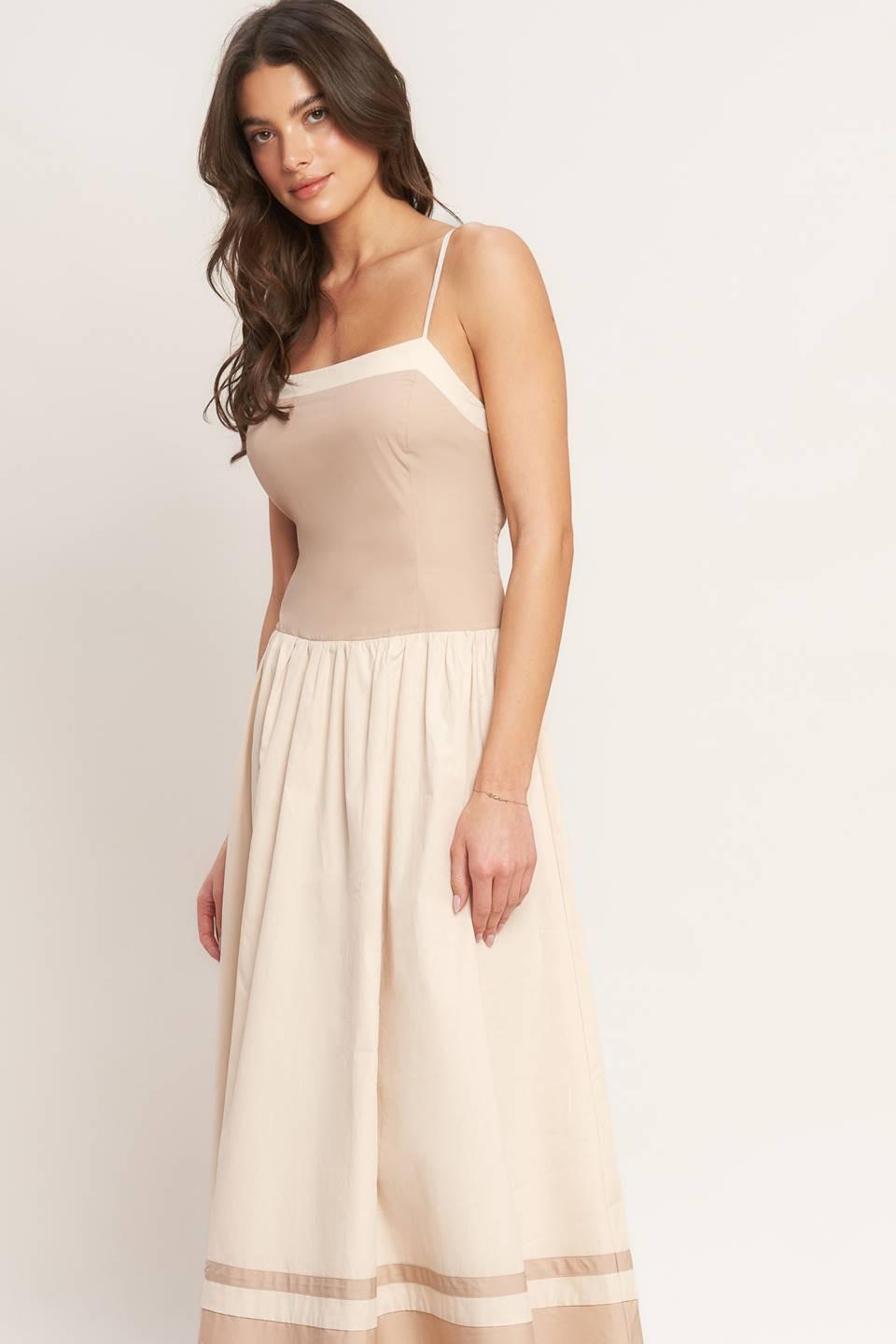 Spring Harmony Color Block Midi Dress