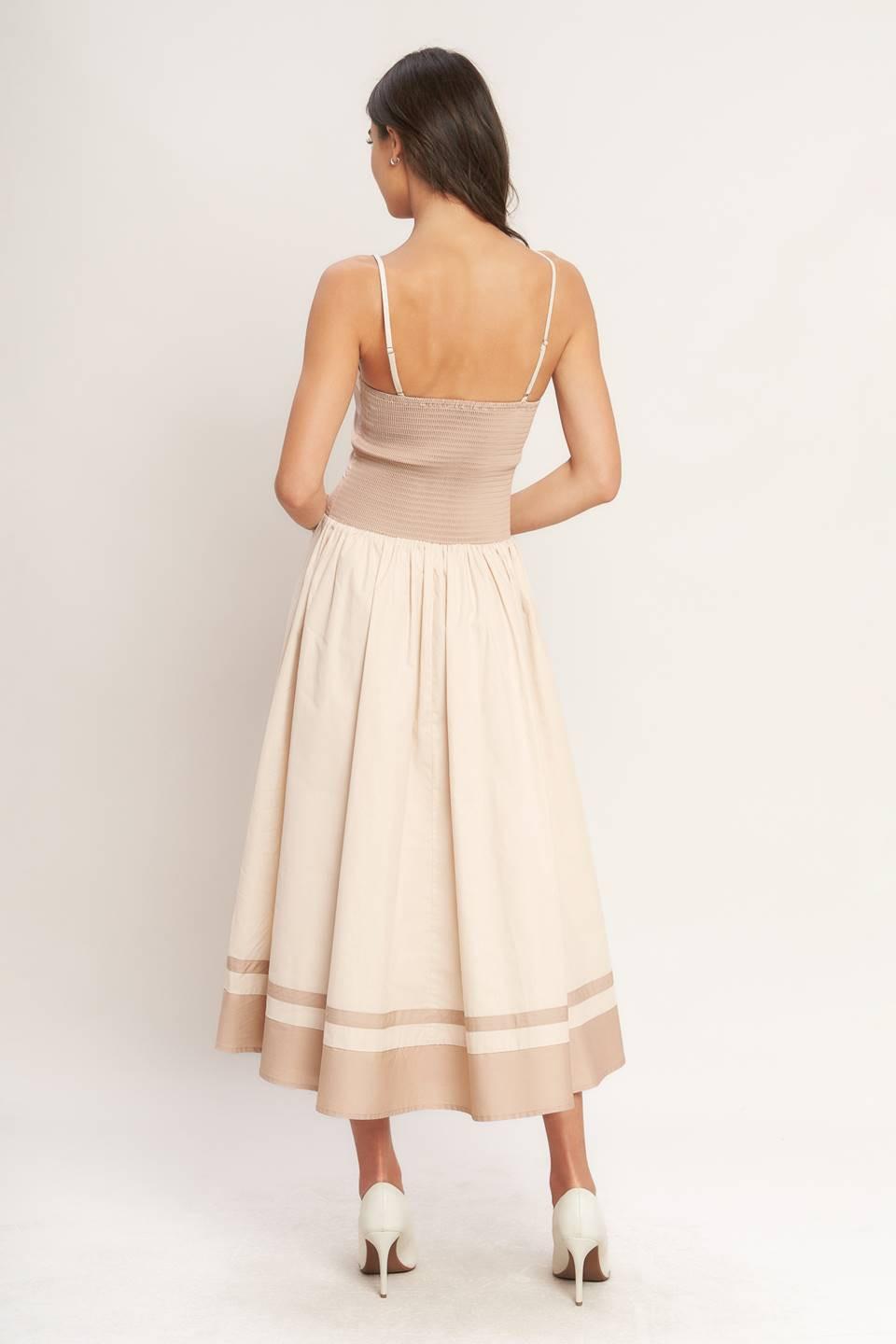 Spring Harmony Color Block Midi Dress