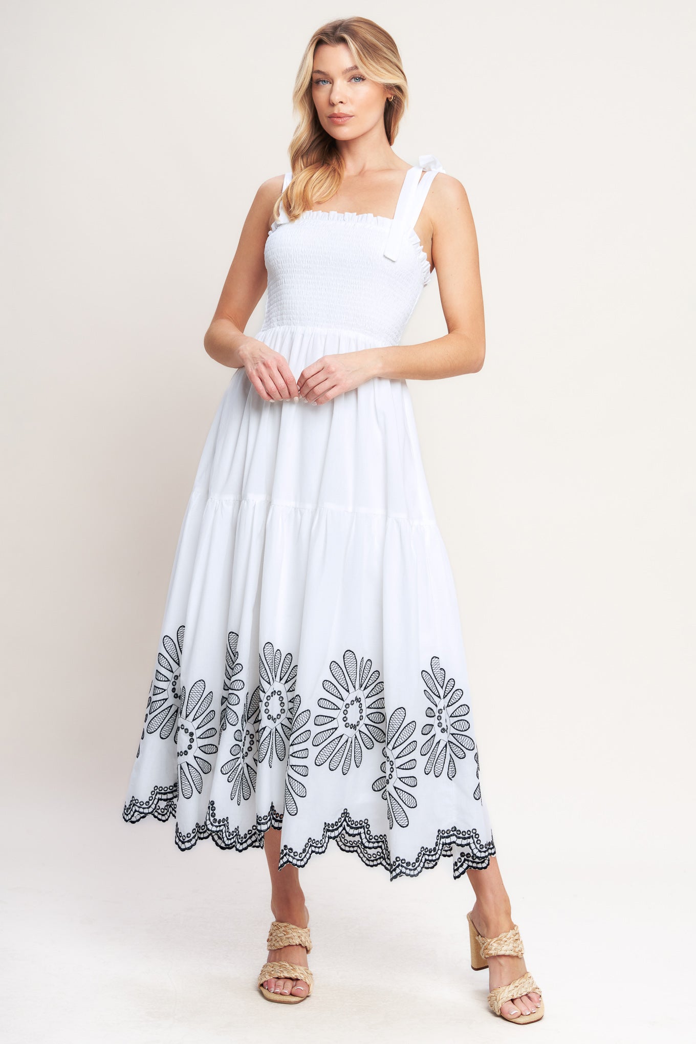 WHISPERS OF SUMMER WOVEN MIDI DRESS