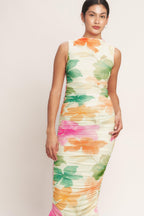Colorful Confidence Power Mesh Midi Dress
