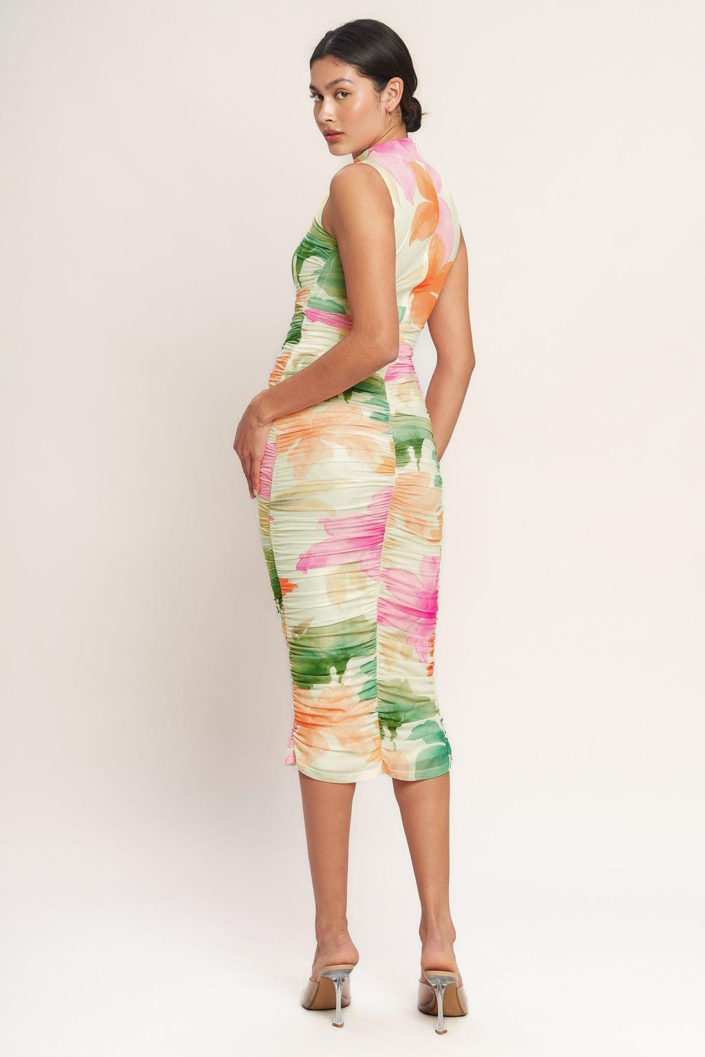 Colorful Confidence Power Mesh Midi Dress
