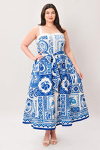 Blue Majolica Charm Woven Midi Dress