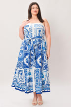 Blue Majolica Charm Woven Midi Dress