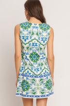EURO BLUE WOVEN MINI DRESS