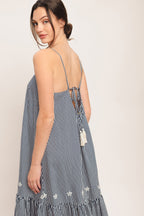 STRIPE COVE WOVEN MIDI DRESS