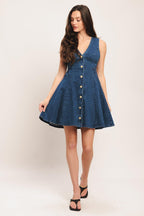 Indigo Flare Denim Mini Dress