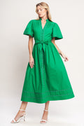 EVERGREEN ROMANCE WOVEN MIDI DRESS