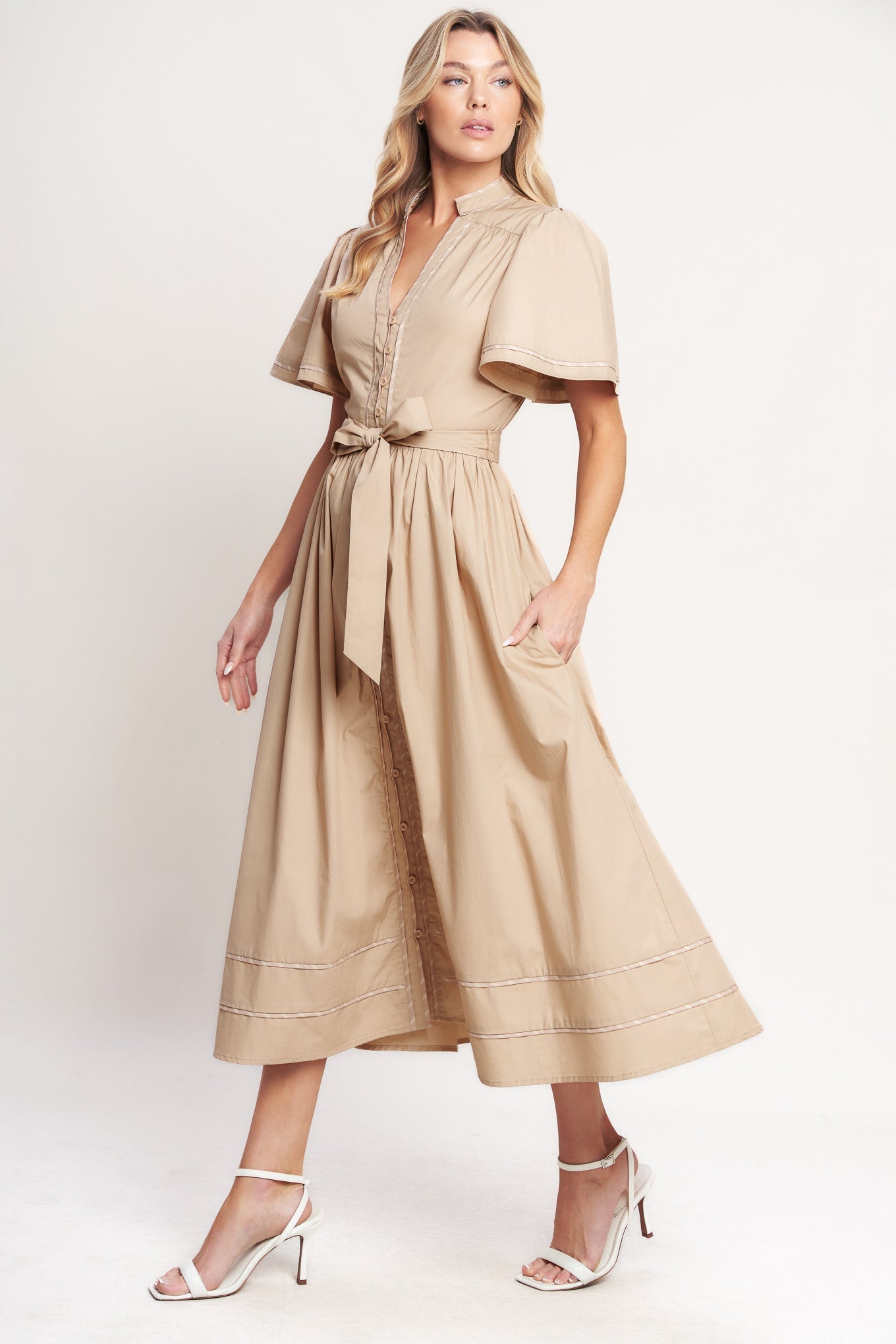 EVERGREEN ROMANCE WOVEN MIDI DRESS