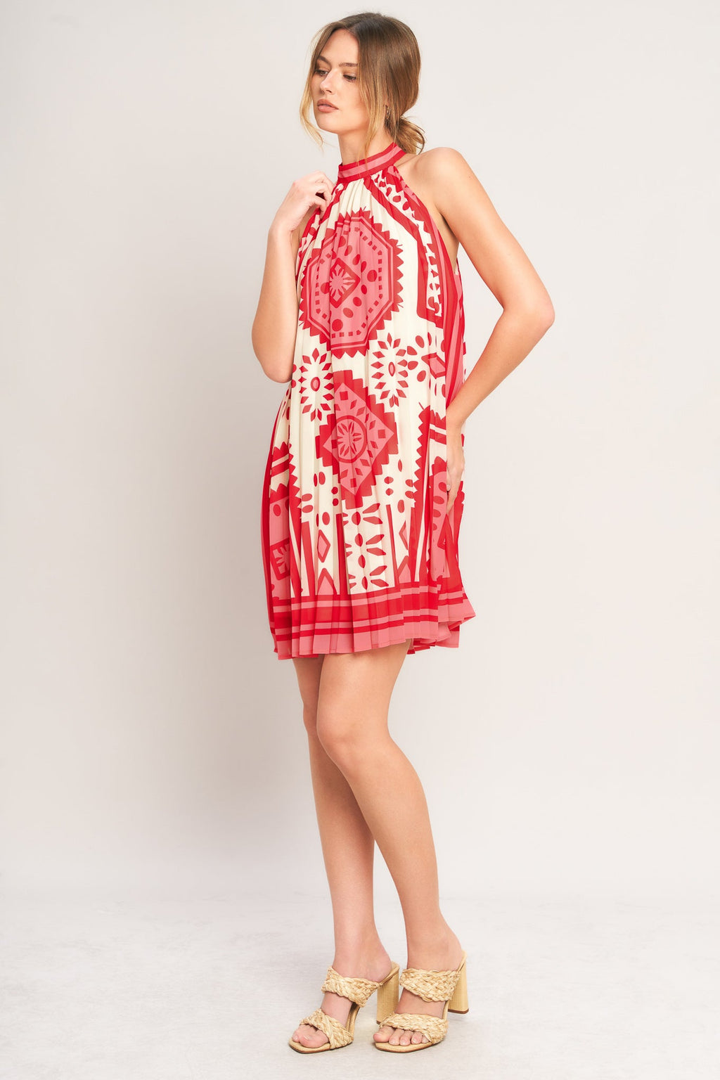 SUNSET MEDALLION WOVEN MINI DRESS