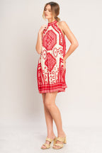 SUNSET MEDALLION WOVEN MINI DRESS