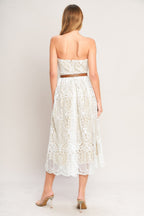 ELEGANT GARDEN WOVEN LACE MIDI DRESS
