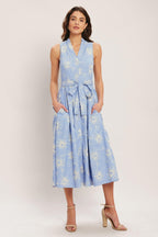 SUMMER SKETCH FLORA WOVEN MIDI DRESS