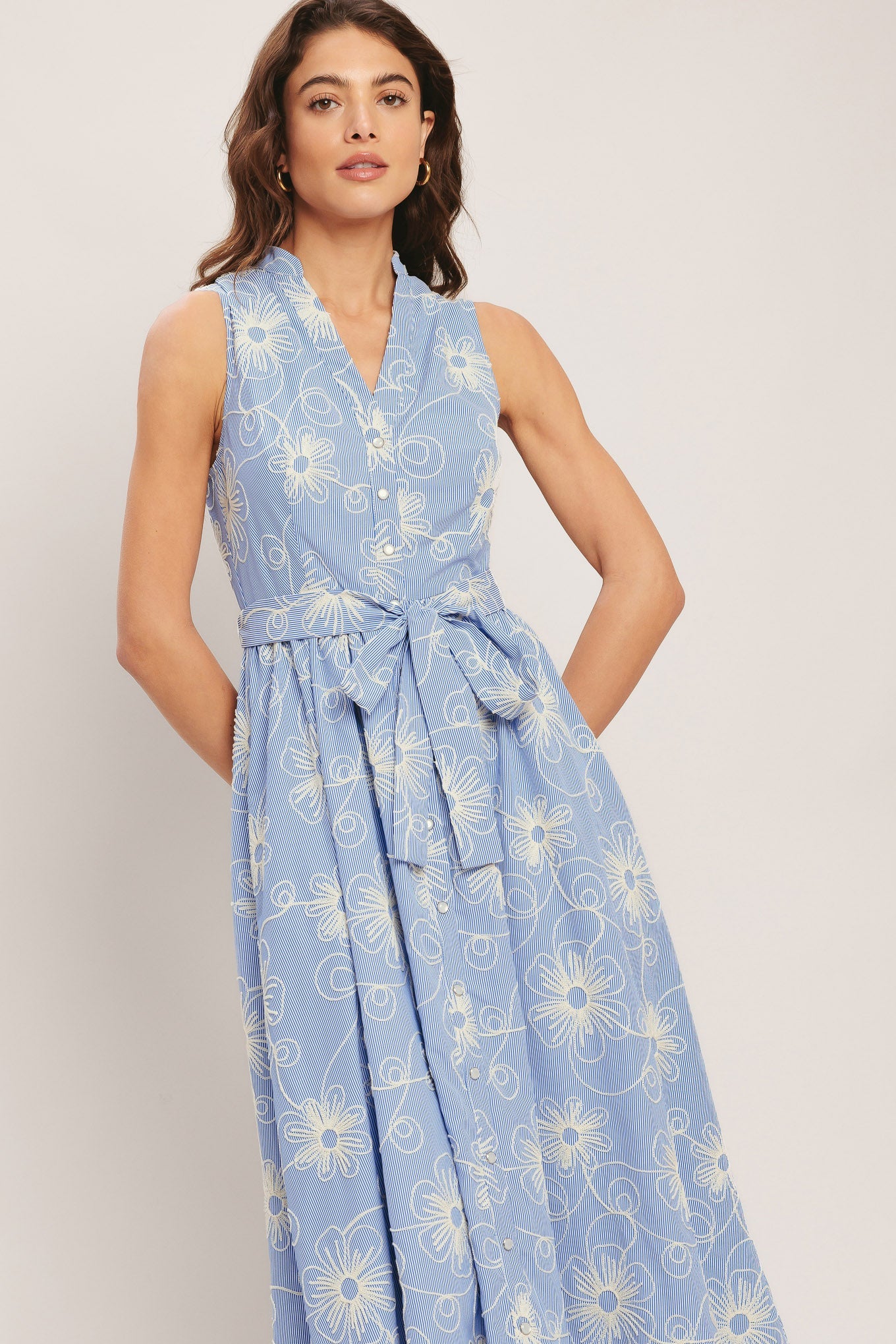 SUMMER SKETCH FLORA WOVEN MIDI DRESS