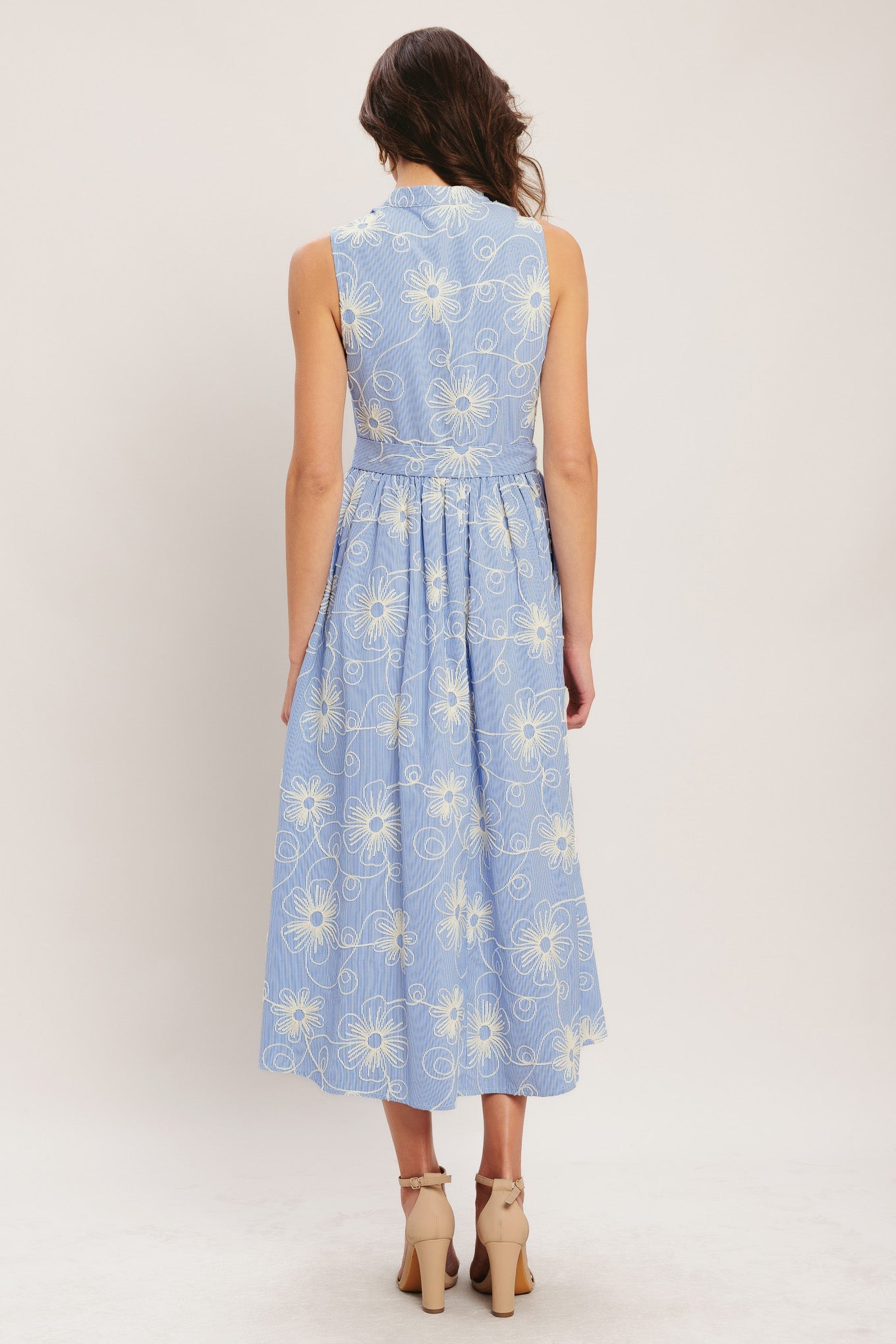 SUMMER SKETCH FLORA WOVEN MIDI DRESS